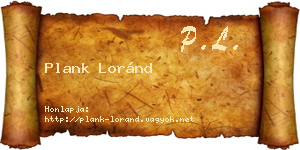 Plank Loránd névjegykártya
